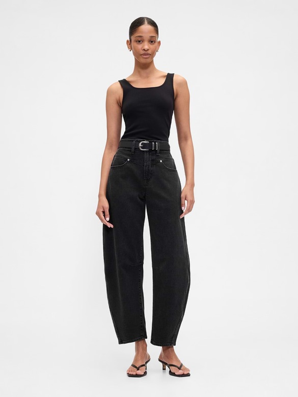 Gap High Rise Barrel Jeans Washed Black Size 2